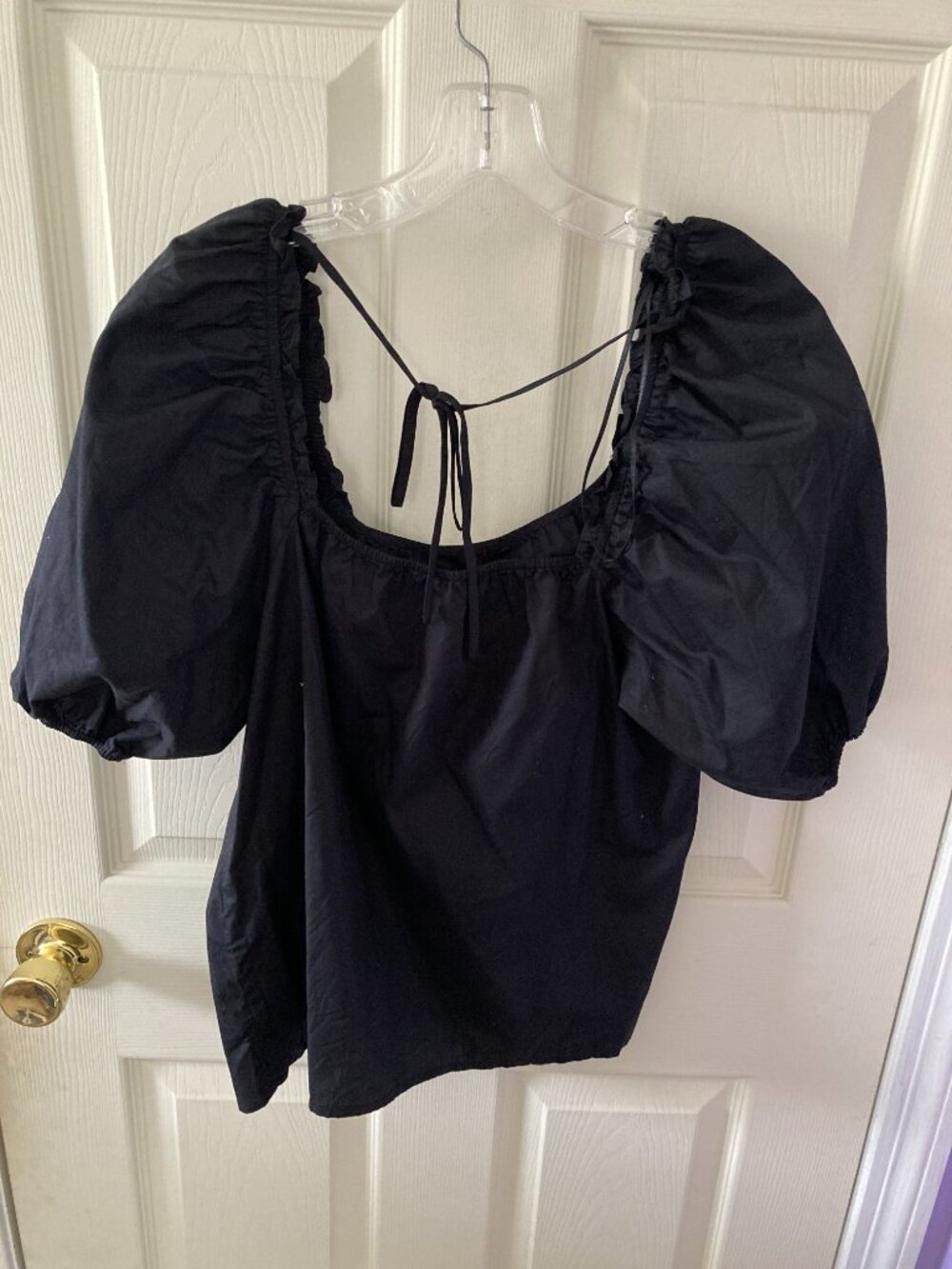 Women Nine West Black Top Size XL Puff Sleeve Square Neck - Picture 6 of 7